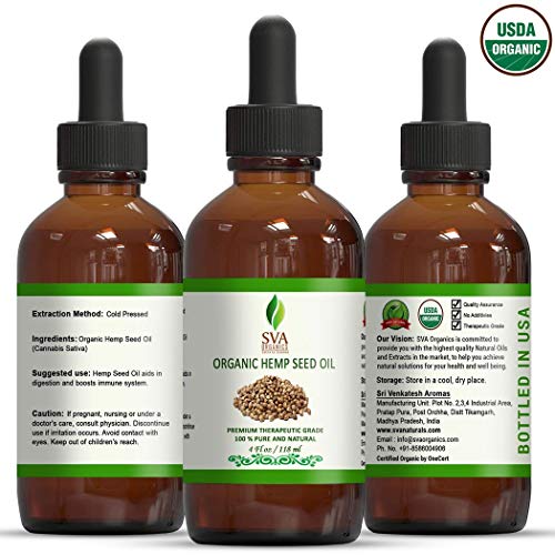 SVA Organics Hemp Seed Organic USDA Cold Pressed Oil