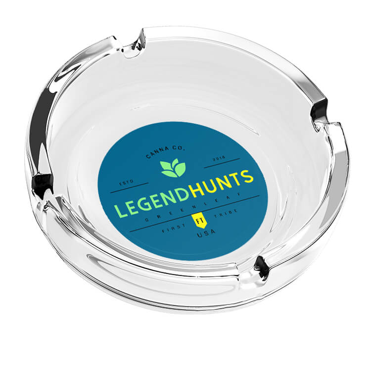 Glass Ashtray with Custom Sticker