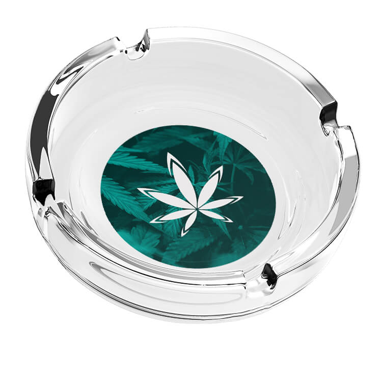 Glass Ashtray with Custom Sticker